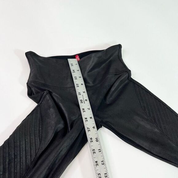 Spanx Leggings Womens Small Very Black Edgy Nylon Blend Faux Leather Moto Leggin - Picture 4 of 12